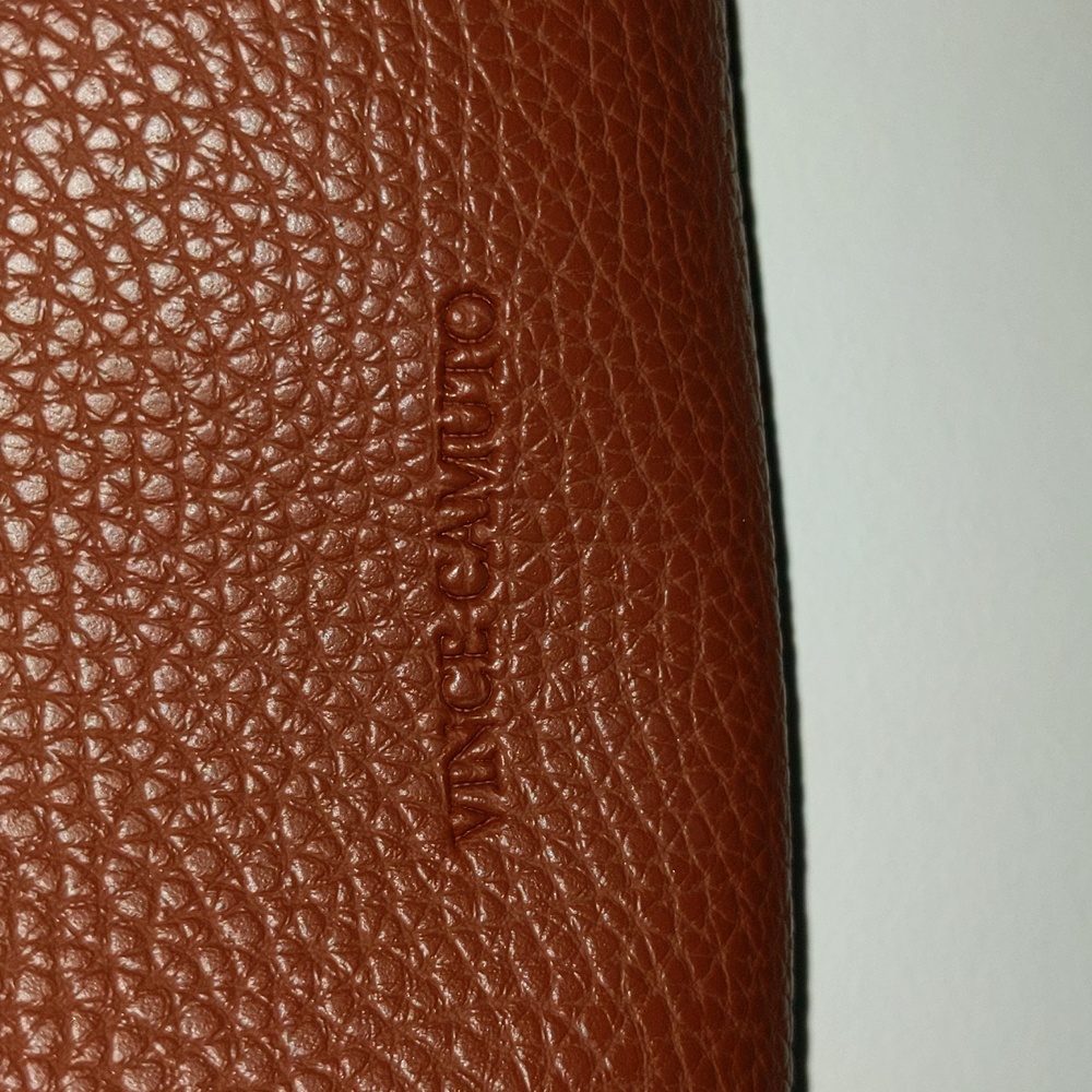 Vince Camuto Brown Pebble Front Stripe Open Top Handbag Tote Bag - Picture 5 of 9